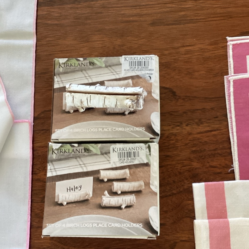 Kirklands Birch Log Place Card Holders - White and Brown